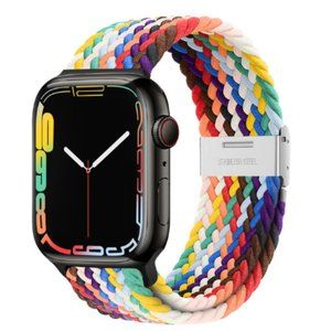 NEW Adjustable Rainbow White Braided Solo Loop For Apple Watch